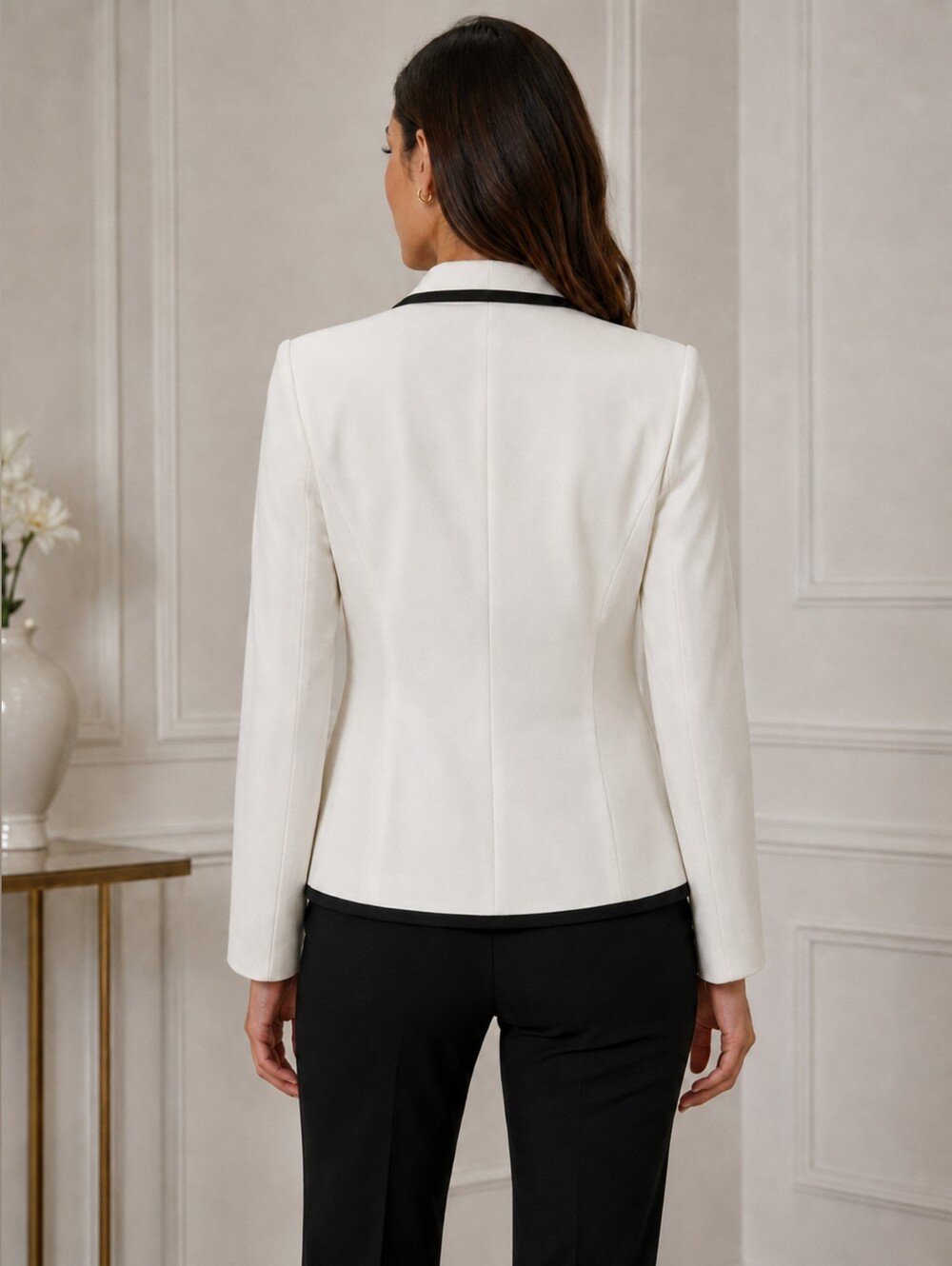 Kasper Cream Black Trim Herringbone Blazer Size 8 NWOT - Picture 2 of 5